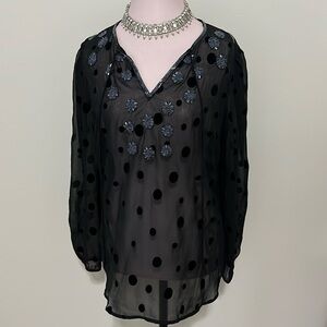 Charter club black long sleeve with sequin top in size large